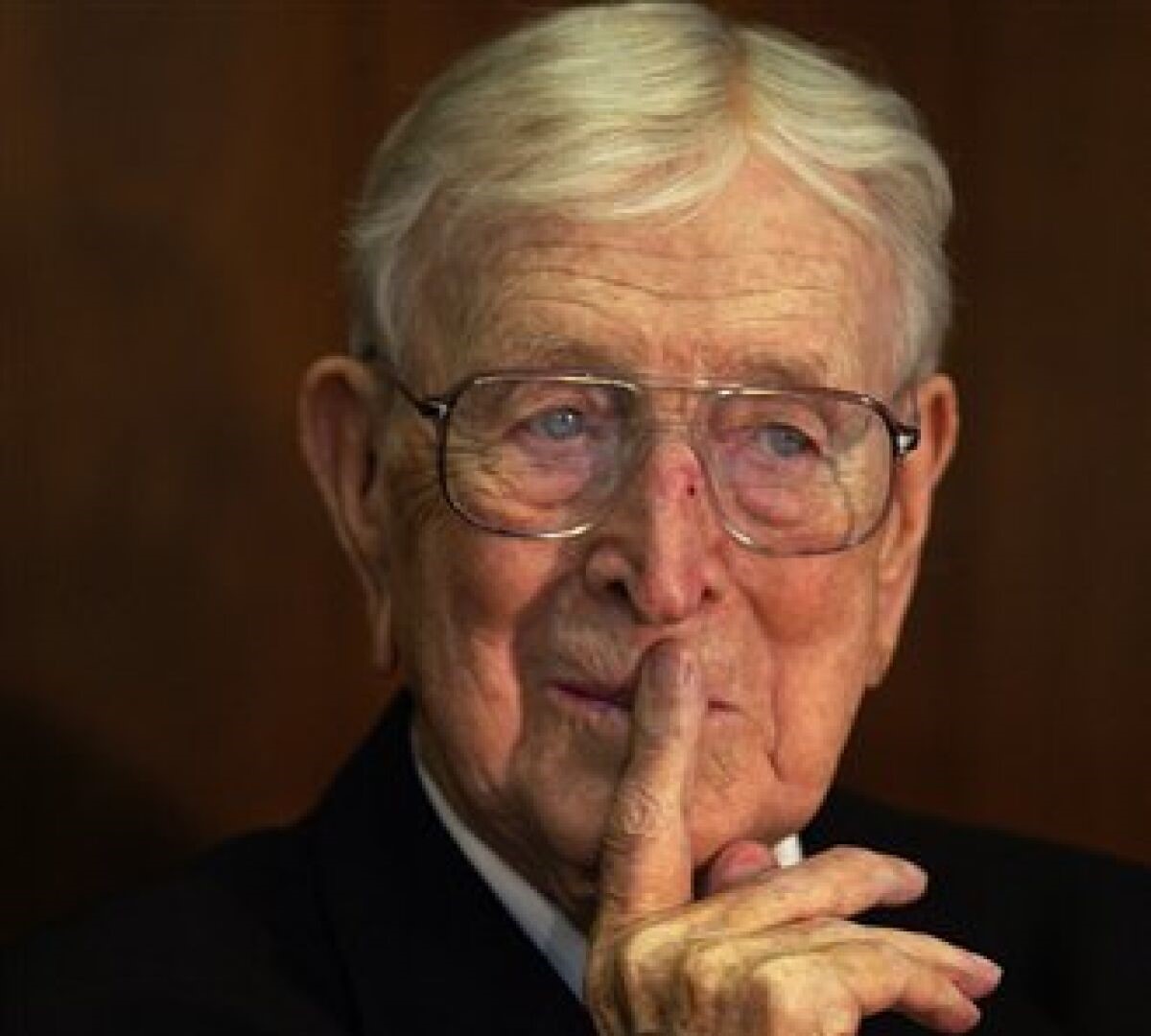 A portrait of John Wooden.